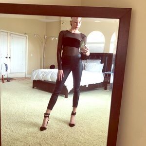 Mesh and velvet bodysuit